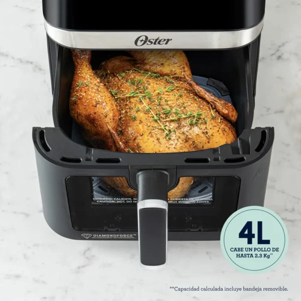 Oster® Freidora de Aire Digital, 4L de Capacidad, con Recubrimiento DiamondForce, Ventana y Luz Interna, con 10 Programas Automáticos - Imagen 7