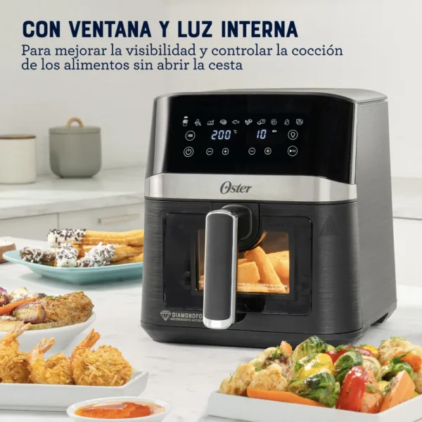 Oster® Freidora de Aire Digital, 4L de Capacidad, con Recubrimiento DiamondForce, Ventana y Luz Interna, con 10 Programas Automáticos - Imagen 8