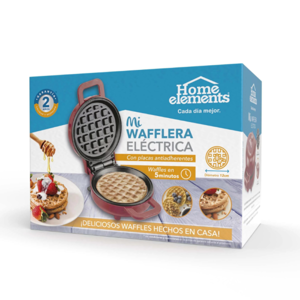 Mini Wafflera Eléctrica – Roja Home Elements - Imagen 3